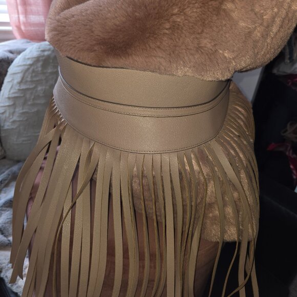 BCBGMax Azria Fringe Contour Waist Belt - Blush Nude Pink Size M - Picture 5 of 13